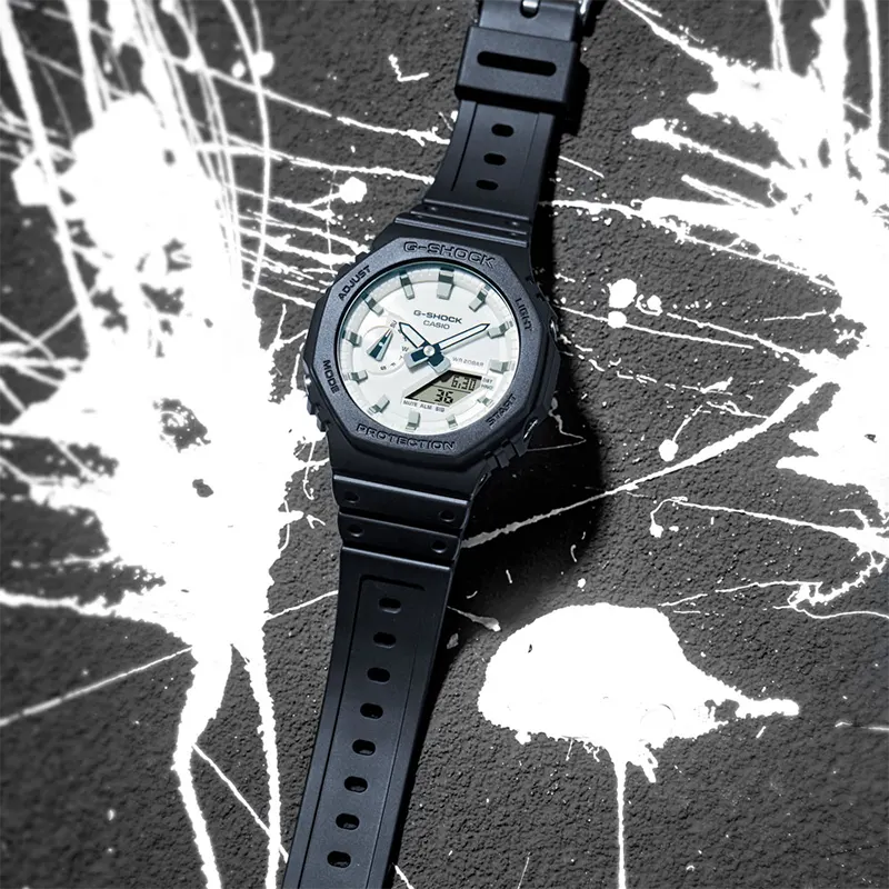 Casio G-Shock Carbon Core Guard White Dial Men's Watch- GA-2100WD-1A